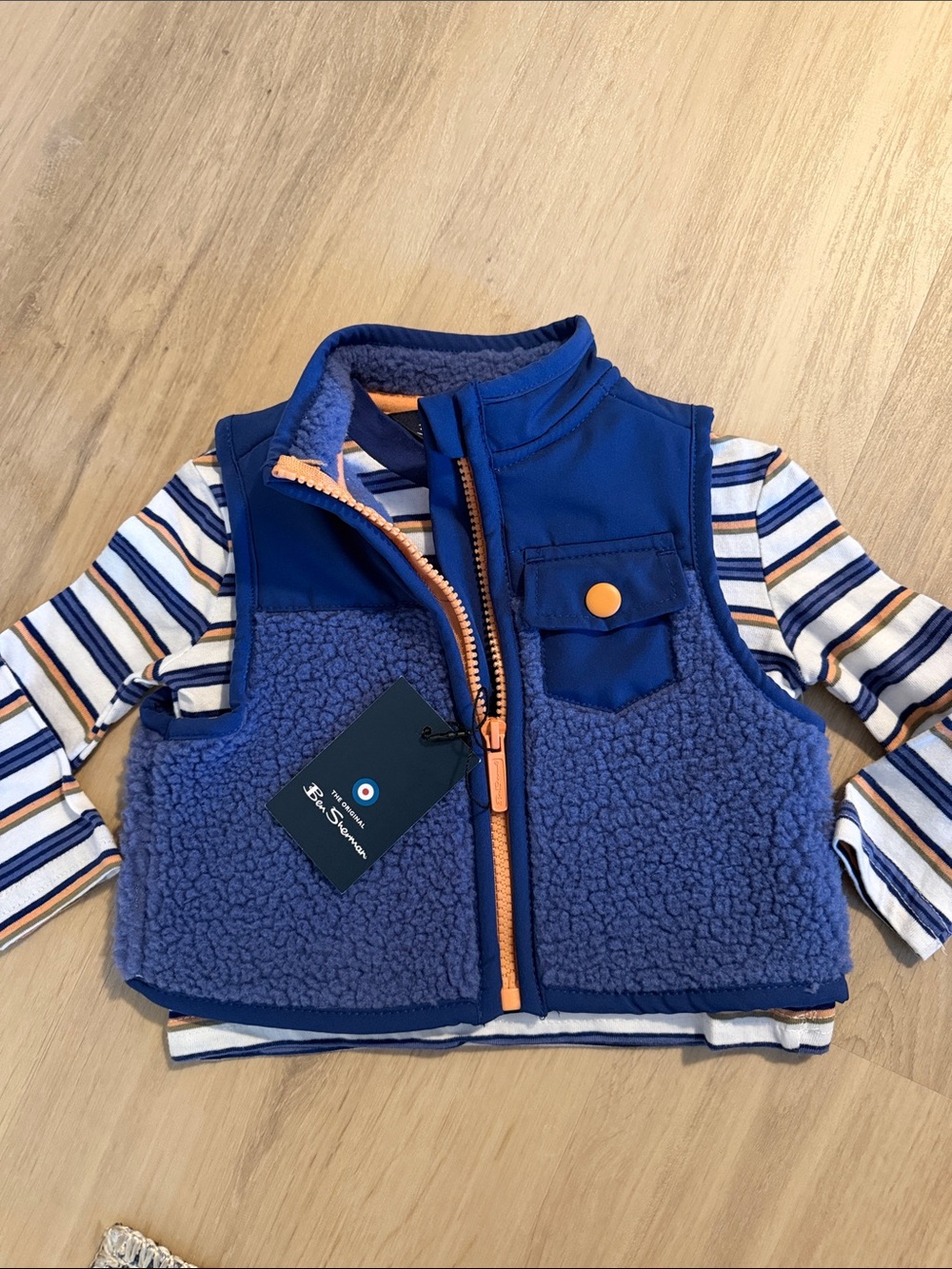 Ben Sherman Blue Sherpa Vest with Orange Trim - 2 piece
